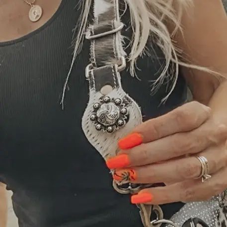 Clear Stadium Sling Purse w/ Cowhide Strap