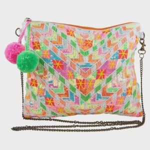 Multicolored Sequined Crossbody Clutch Bag