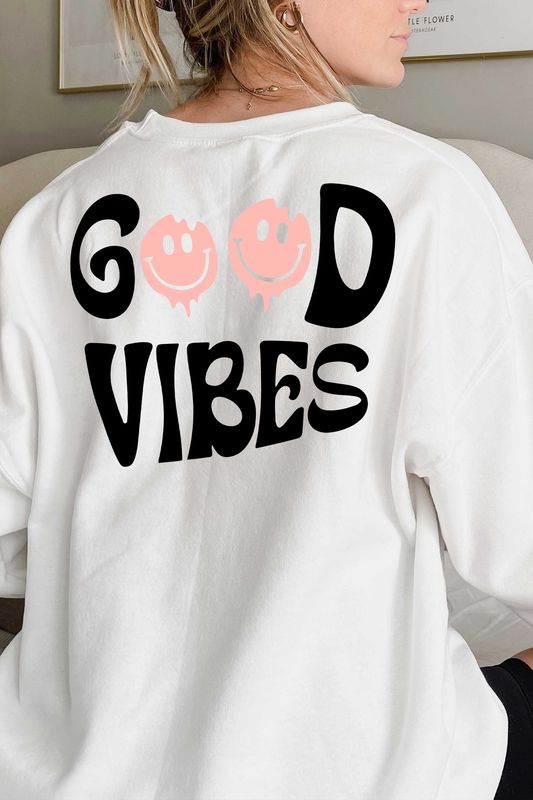 Good Vibes Happy Face Sweatshirt &quot;Reg/Plus&quot;