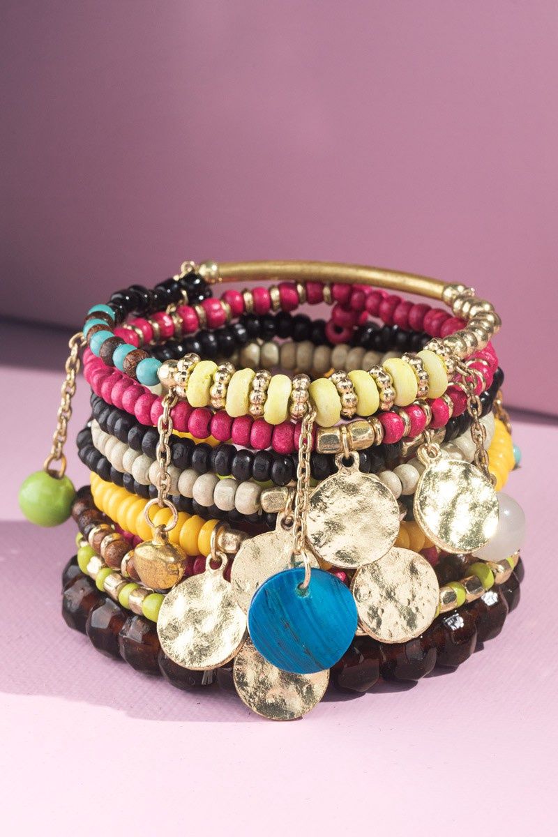 Multi Layered Mixed Bead Bracelets