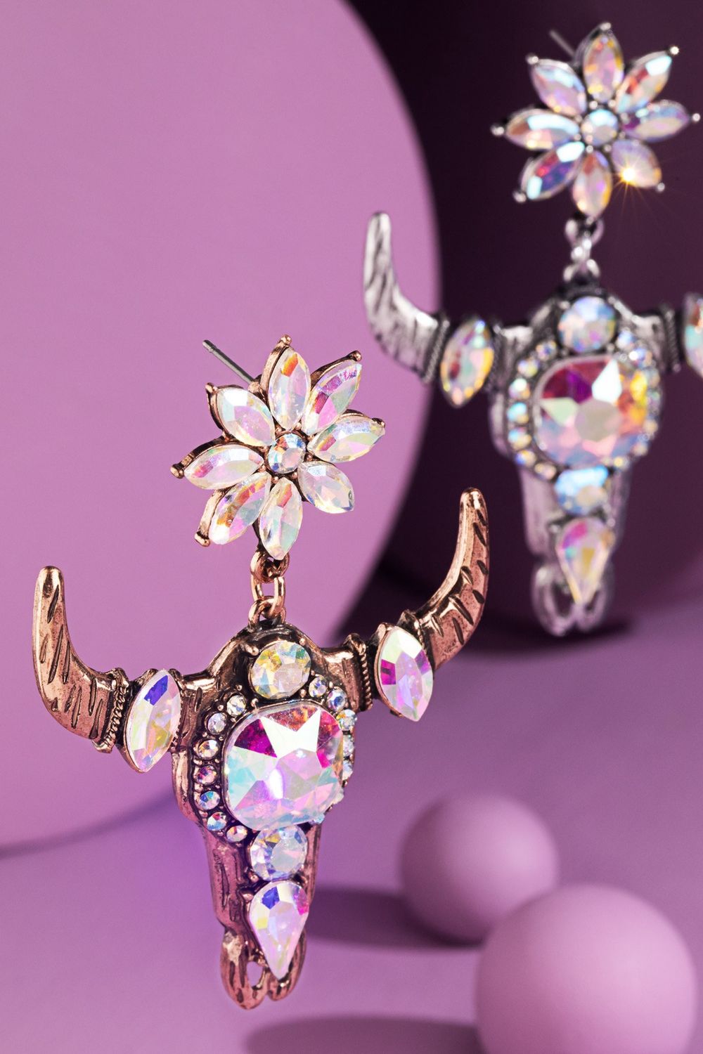 Decorative Crystal Cow Head Earrings