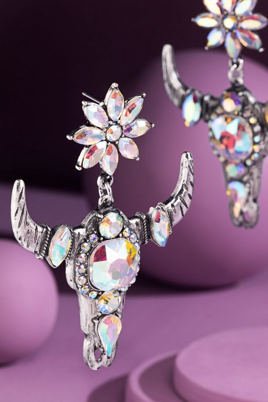 Decorative Crystal Cow Head Earrings