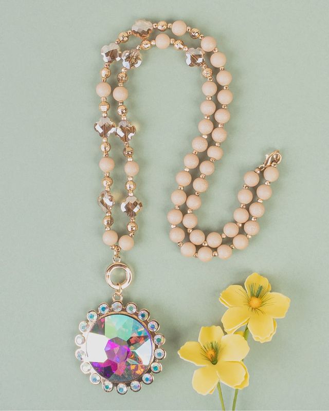 Gold Crystal Pendant Necklace