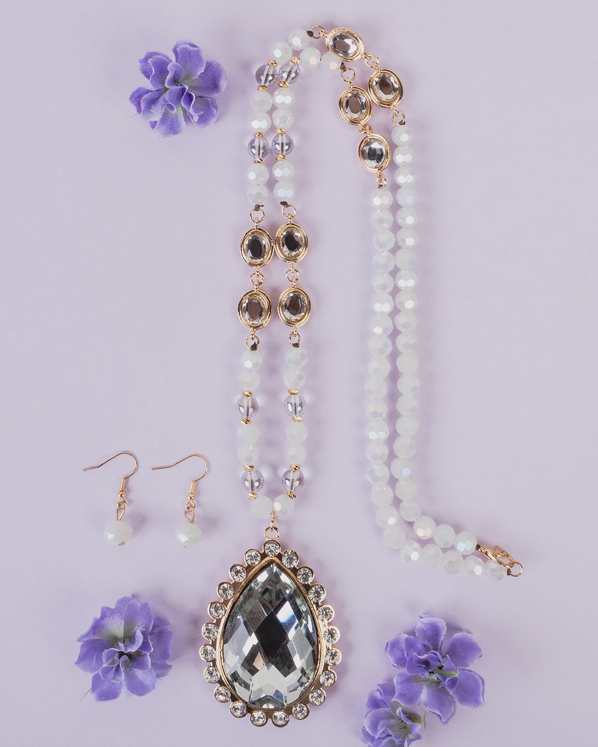Crystal Pendant Long Necklace