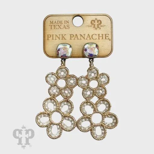 Double White Flower Earring, Austrian Crystal