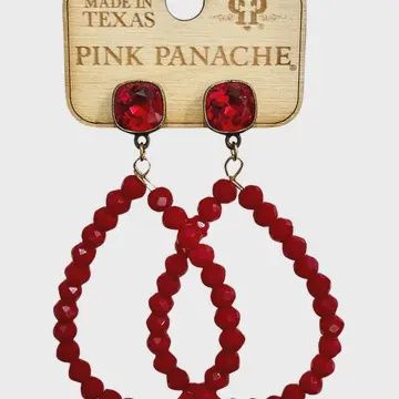 Red Bead Teardrop Earrings