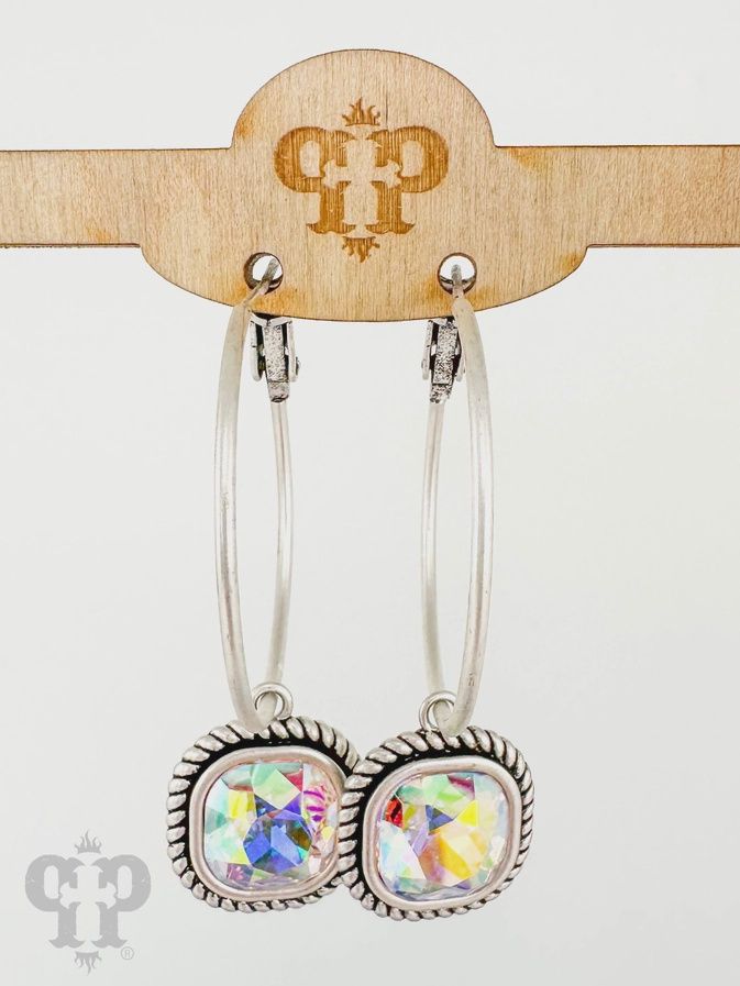 Square Crystal Hoop Earring