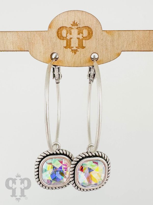 Square Crystal Hoop Earring