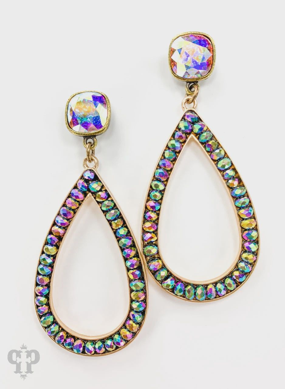Rhinestone Teardrop Earring w/ Austrian Crystal