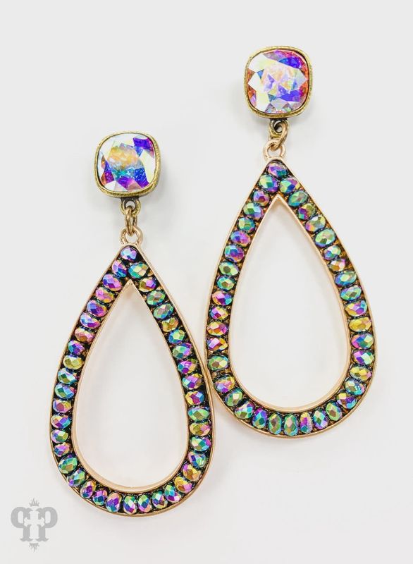 Rhinestone Teardrop Earring w/ Austrian Crystal