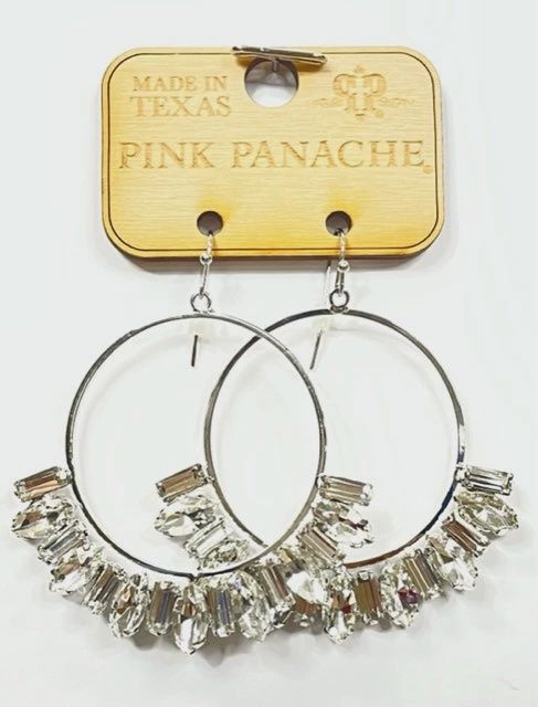 Clear Baguette Rhinestone Circle Earring