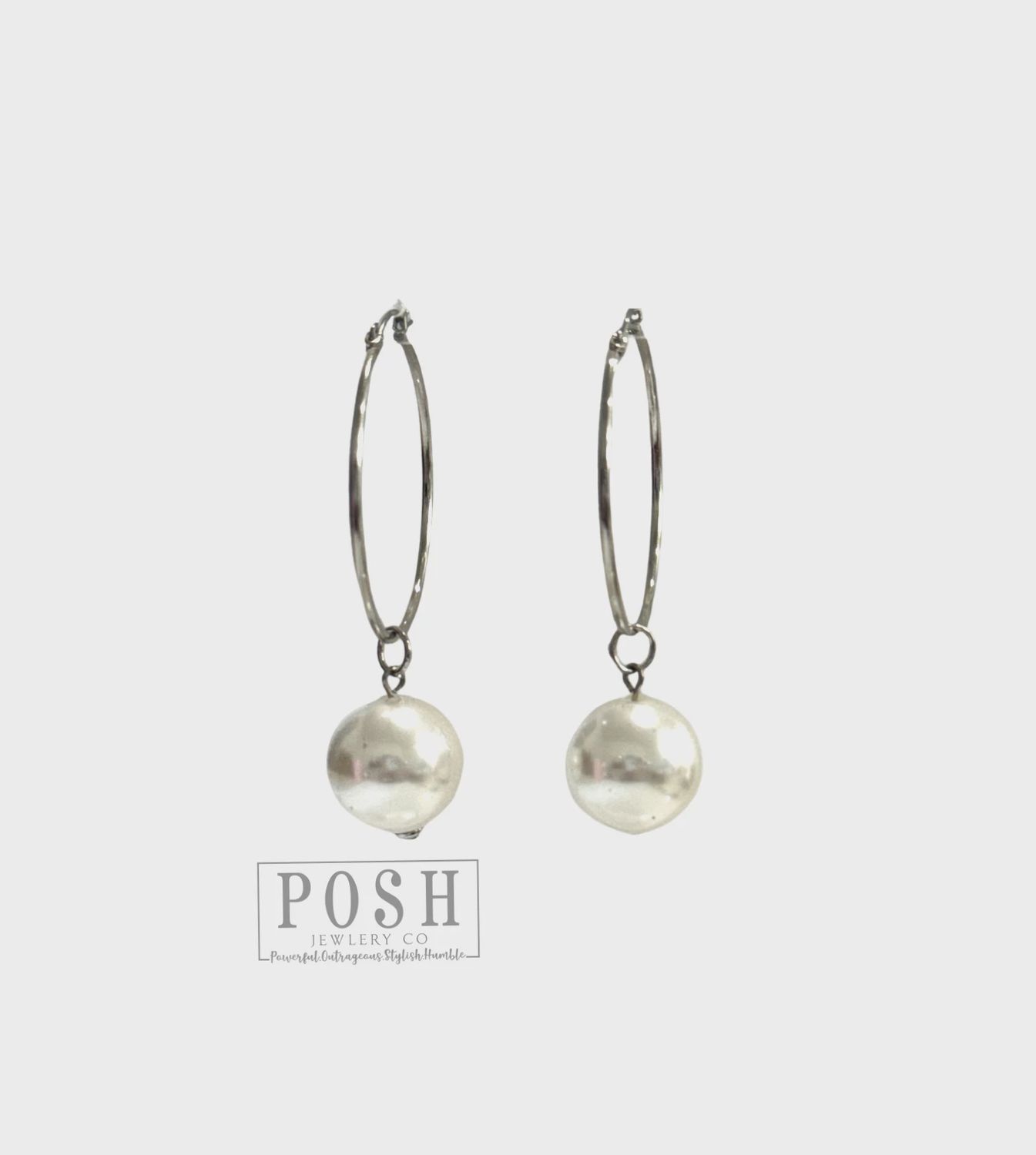 Extra Large Pearl Drop Hoop Earring