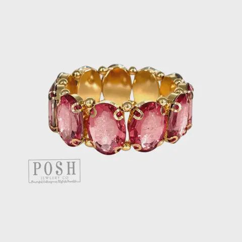 Pink Rhinestone Oval Bracelet