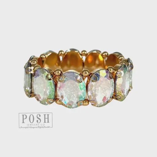 AB Rhinestone Oval Bracelet
