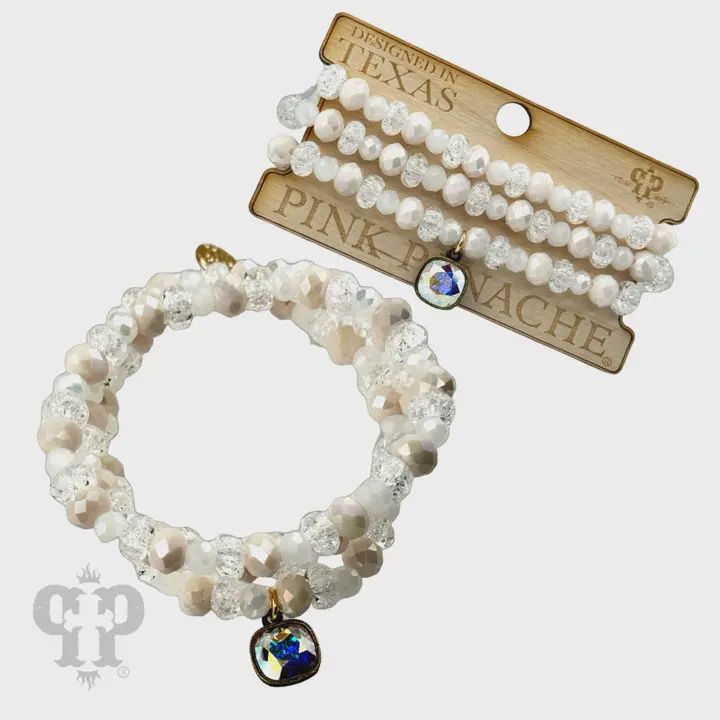 Crystal White Bracelet 3 Strand Set