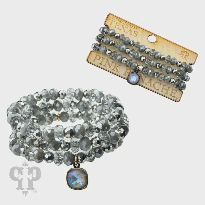 Crystal Grey Bracelet 3 Strand Set