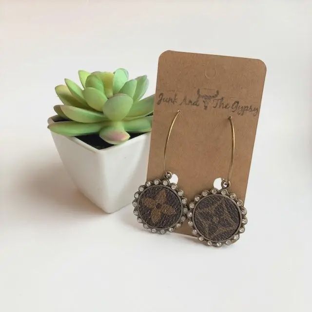 Repurposed LV Round Hoop Earrings