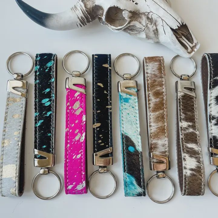 Western Hair On Cowhide Keychain