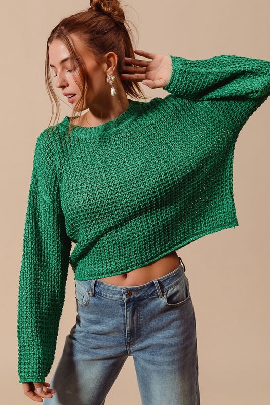 Crochet Waffle Knit Sweater