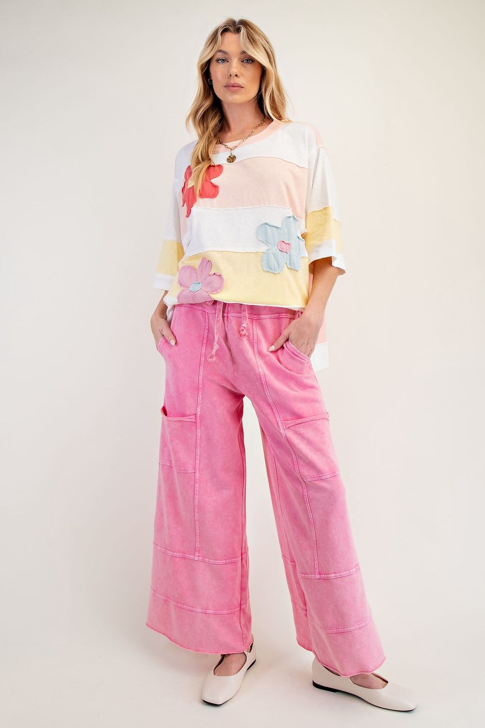 Barbie Pink Mineral Washed Terry Knit Pants - Reg/ Plus