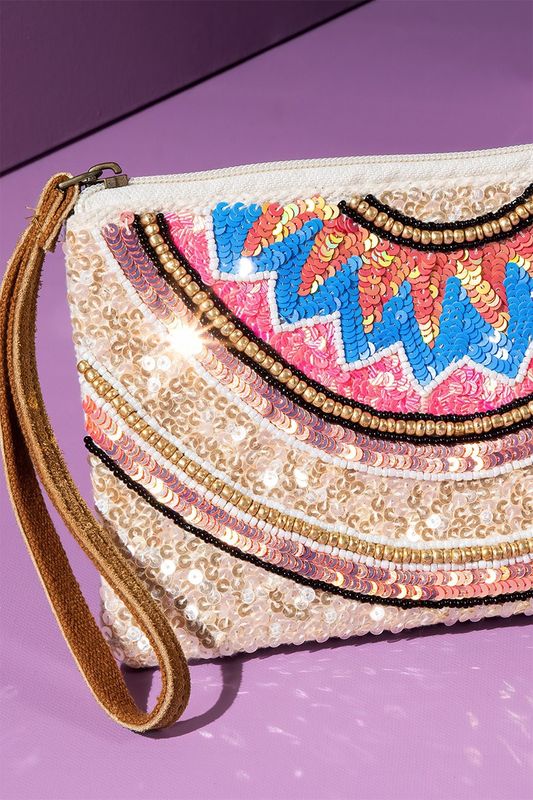 Handmade Crystal Lotus Ethnic Pattern Clutch