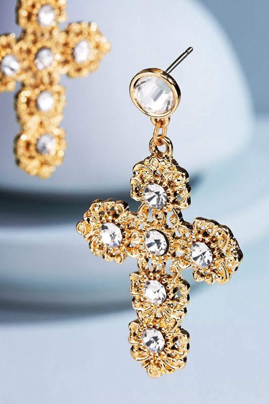 Hypoallergenic Decorative Crystal Cross Earrings