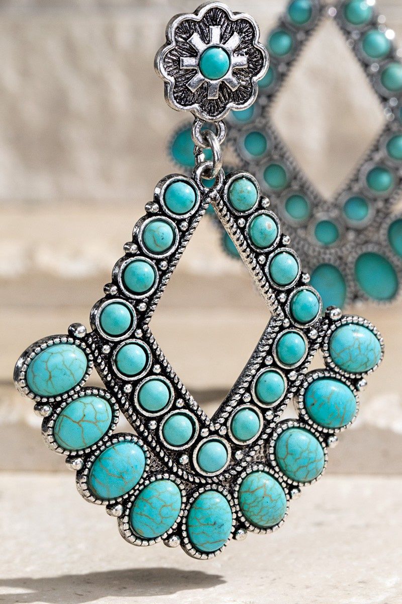Boho Chandelier Turquoise Earrings