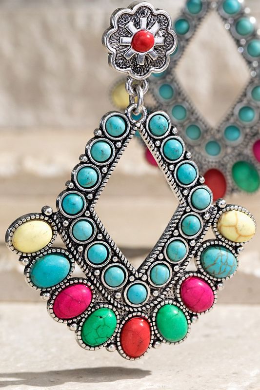 Boho Chandelier Multi Stone Earrings
