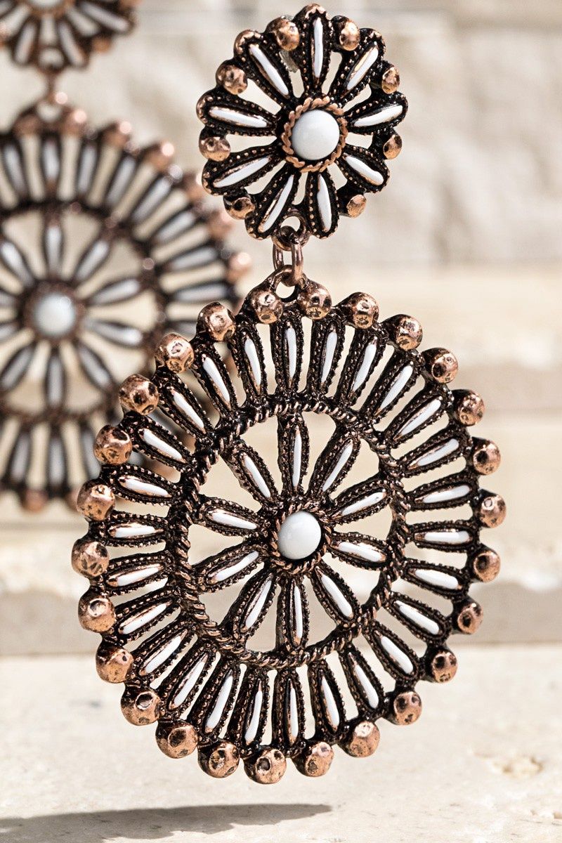 Western White Semi Stone Earrings