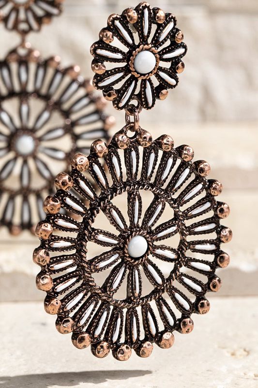 Western White Semi Stone Earrings
