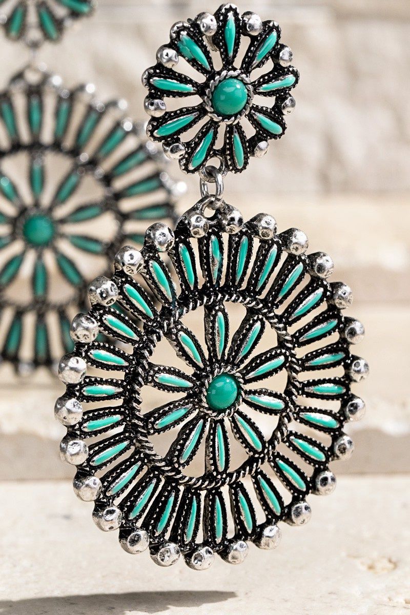 Western Turquoise Semi Stone Earrings