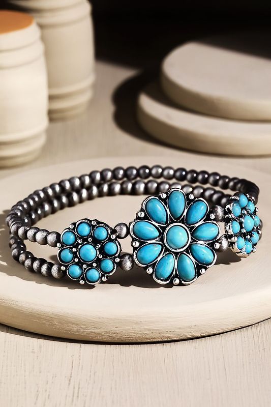 3 -in- 1 Navajo Stretch Bracelet with Semi Stones