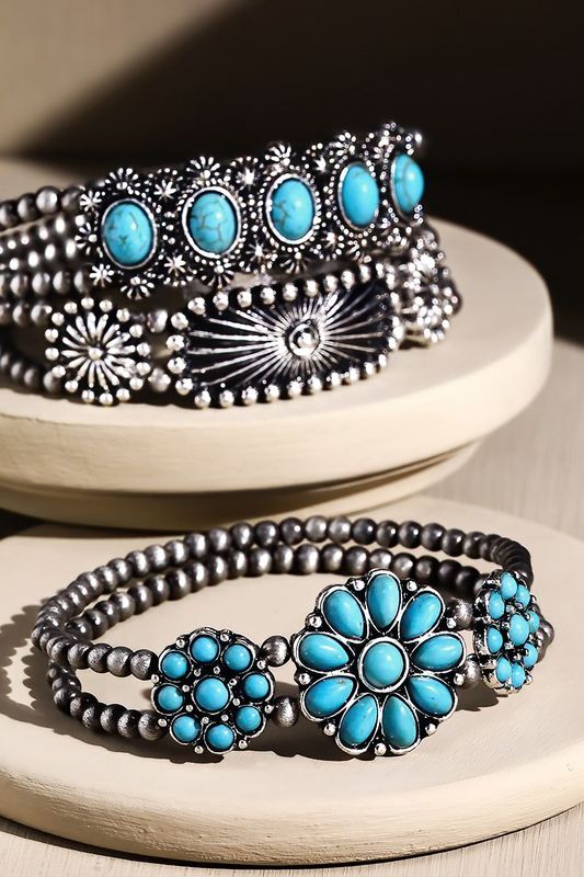 3 -in- 1 Navajo Stretch Bracelet with Semi Stones