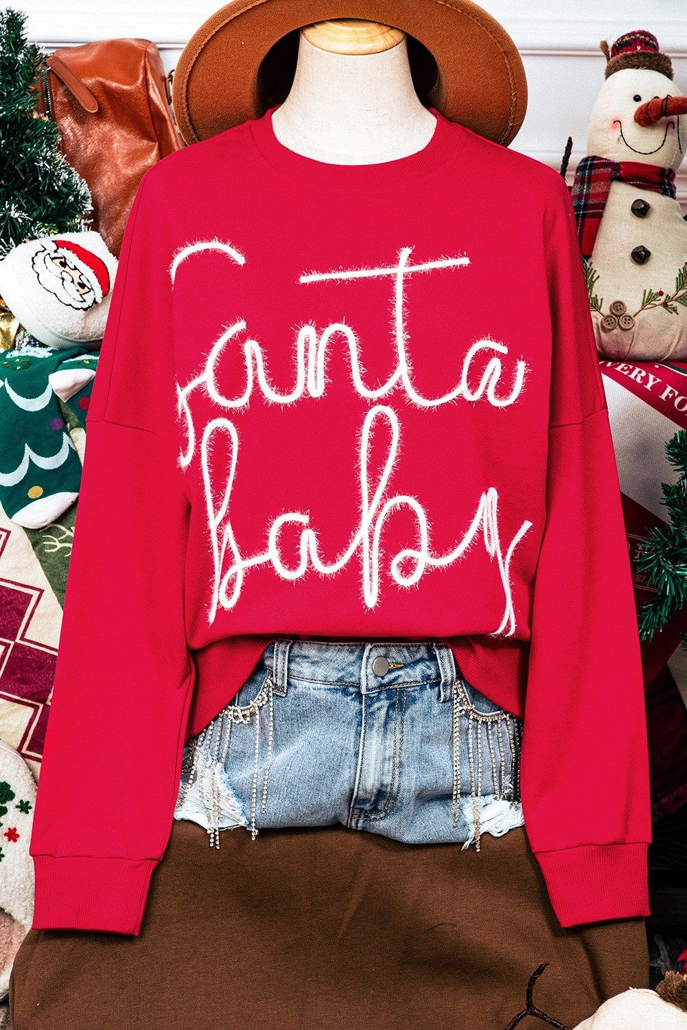 Christmas Santa Baby Tinsel Graphic Sweatshirt
