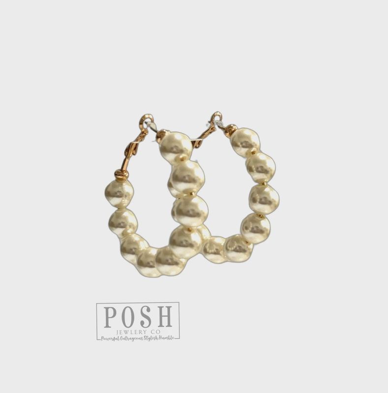 Pearl Bead Hoop Earring