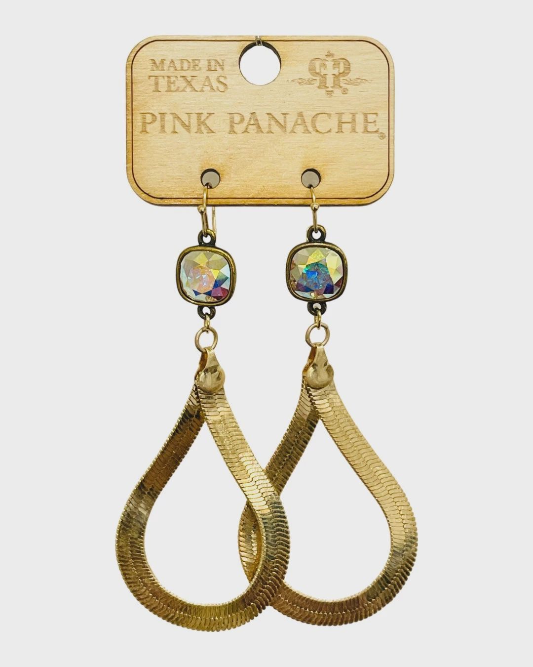 Gold Snake Chair Teardrop Earring W/ a Austrian Crystal