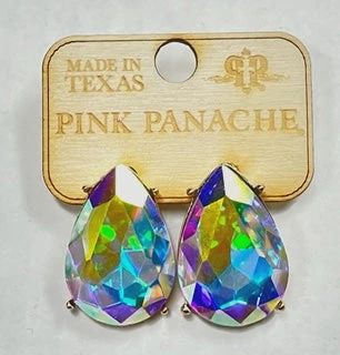 Iridescent Teardrop Gold Post Earring