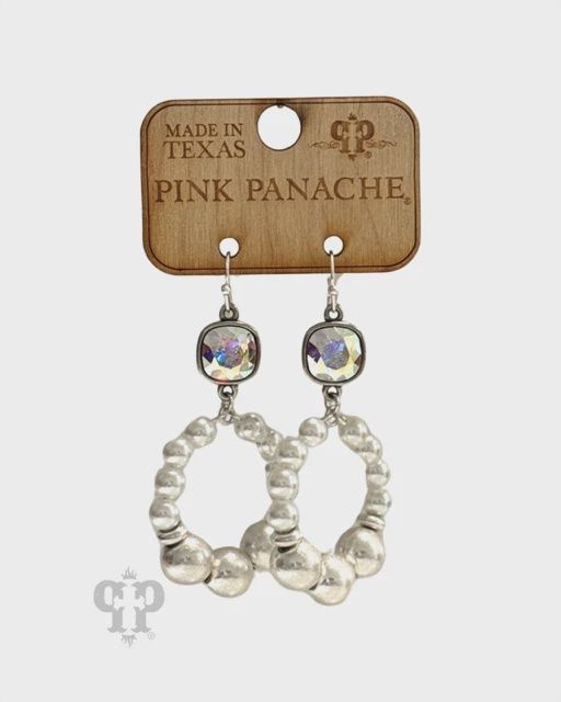 Pearl &amp; Matte Silver Bead Earring w/ Austrian Crystal
