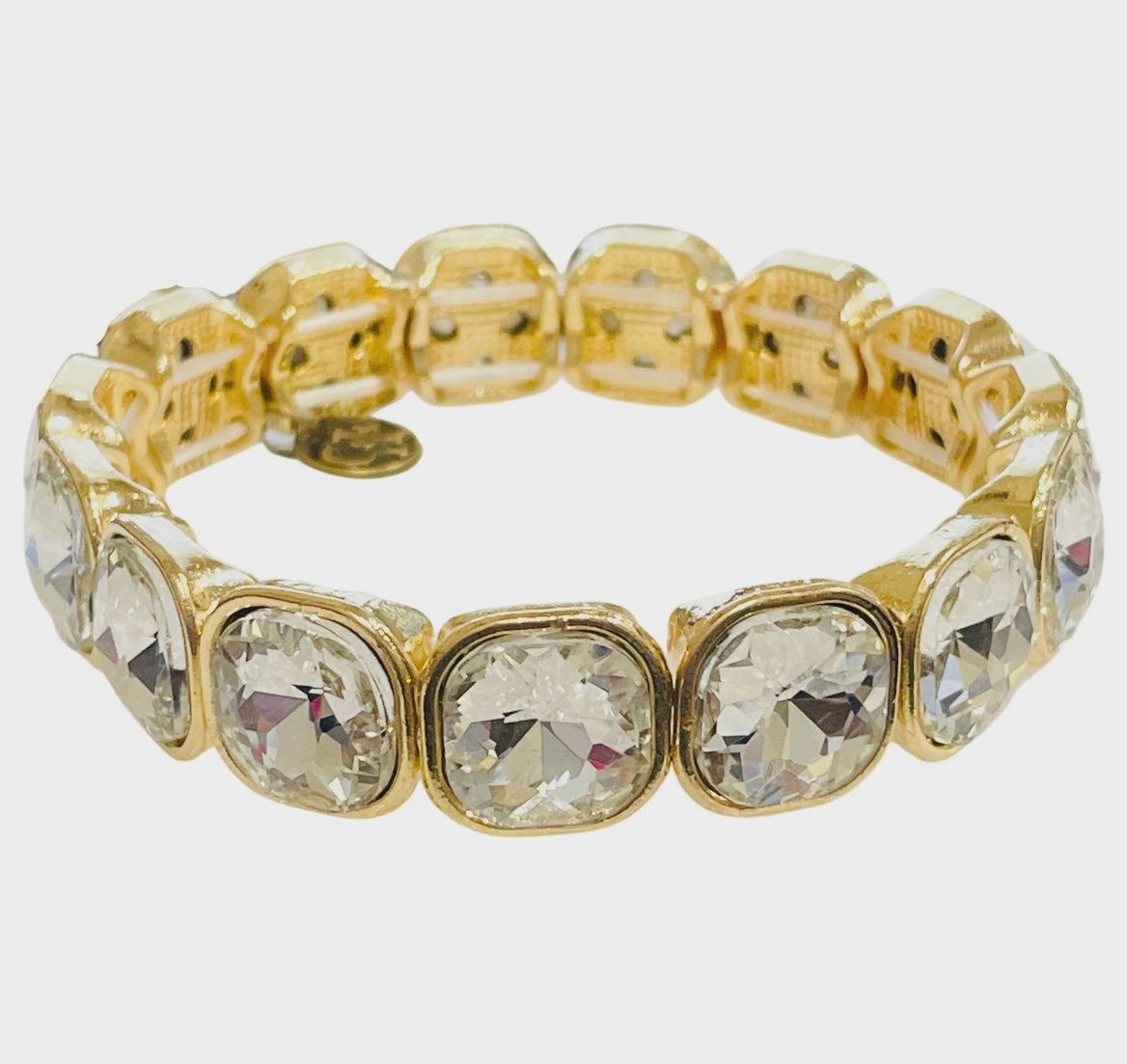 Gold &amp; Clear Rhinestone Stretch Bracelet