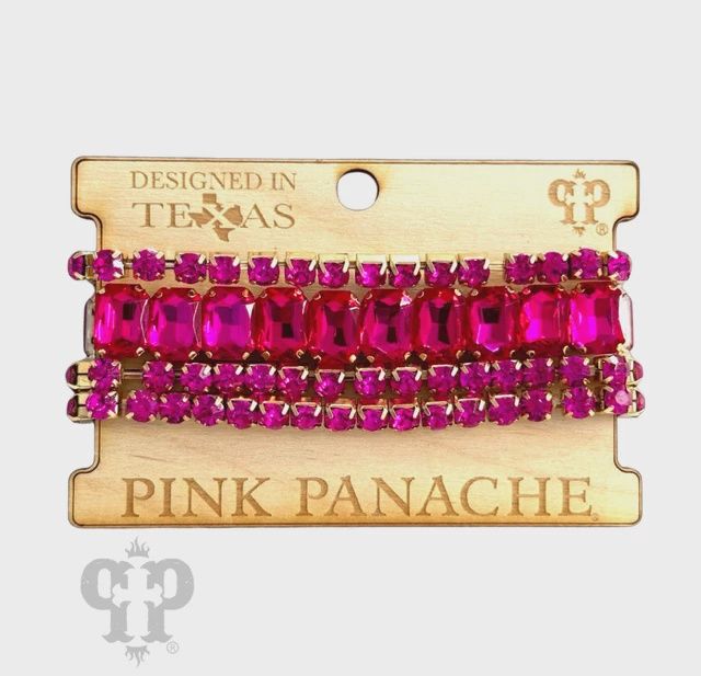 Fuchsia Rhinestone Bracelet Set