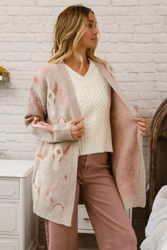 Wild West Pattern Sweater Cardigan