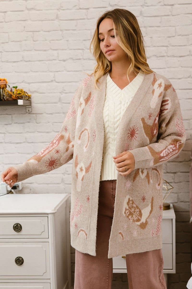 Wild West Pattern Sweater Cardigan