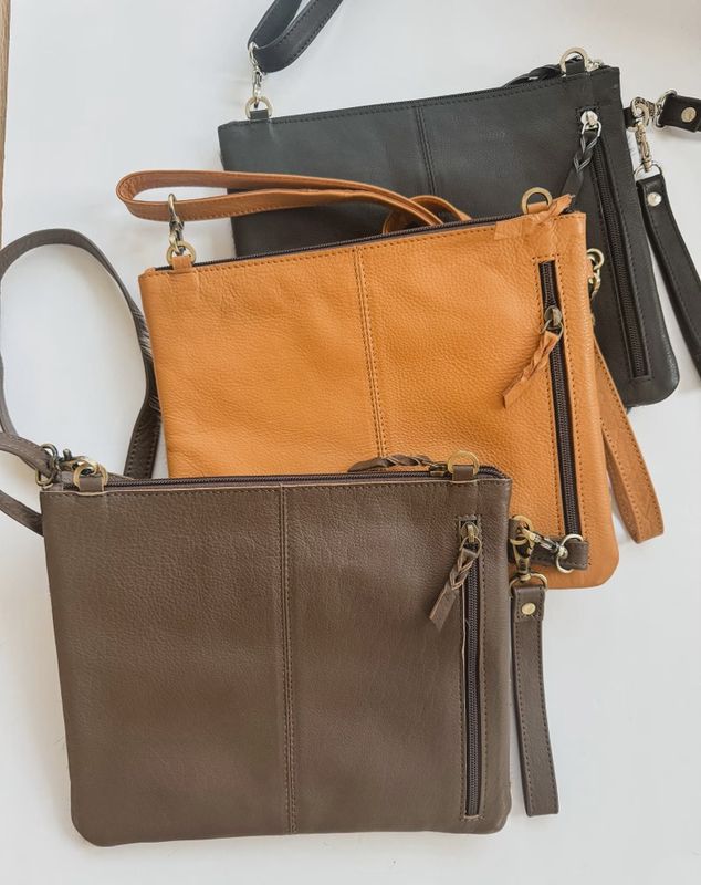 Boho Luxe Leather Cowhide Wristlet Crossbody