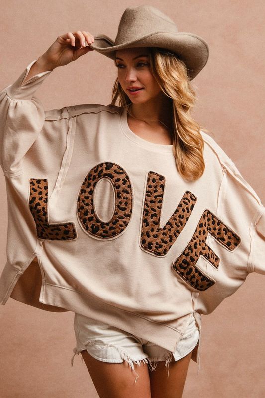 Leopard Patchwork Letter Top