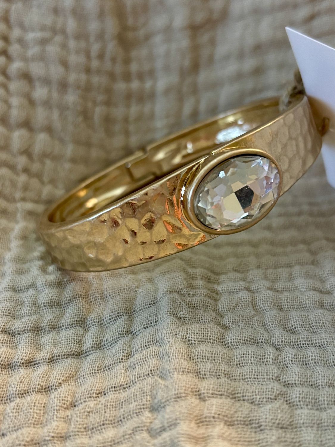 Gold Bracelet with Clear Stone