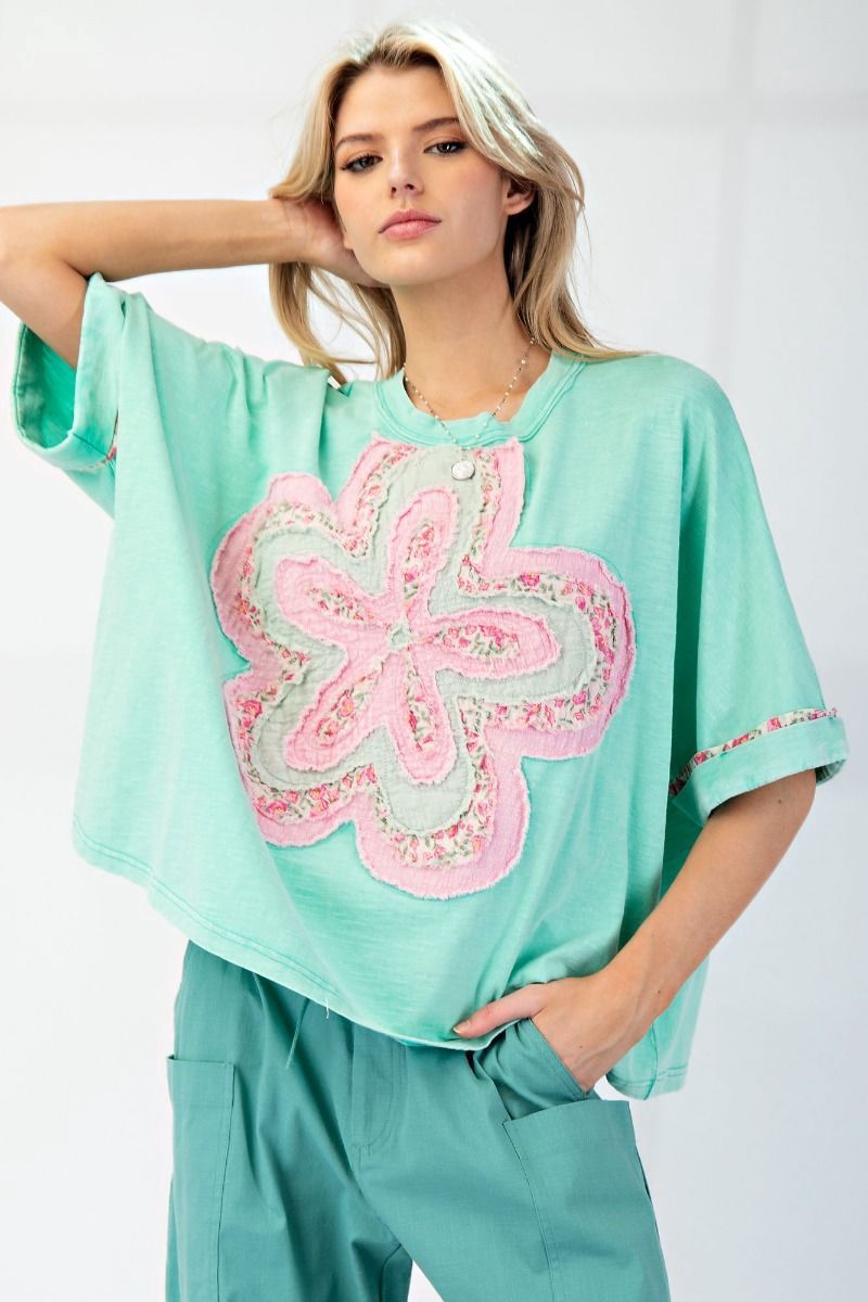 Flower Patch Washed Cotton  Top