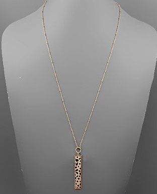 Cheetah Print Rectangle Necklace