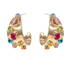 Multi Color Glass Stone Hoops