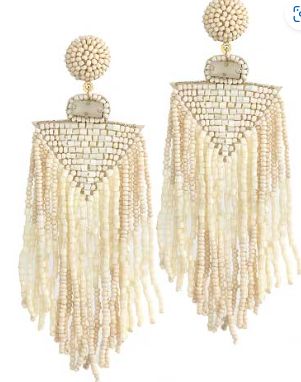 Ivory Tassel Beaded Earrings