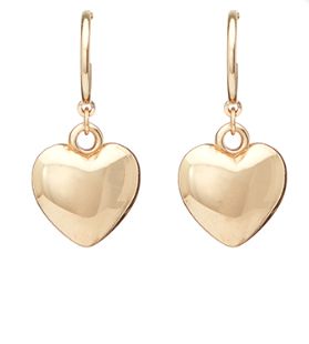 Gold Heart Metal Dangle Hoops